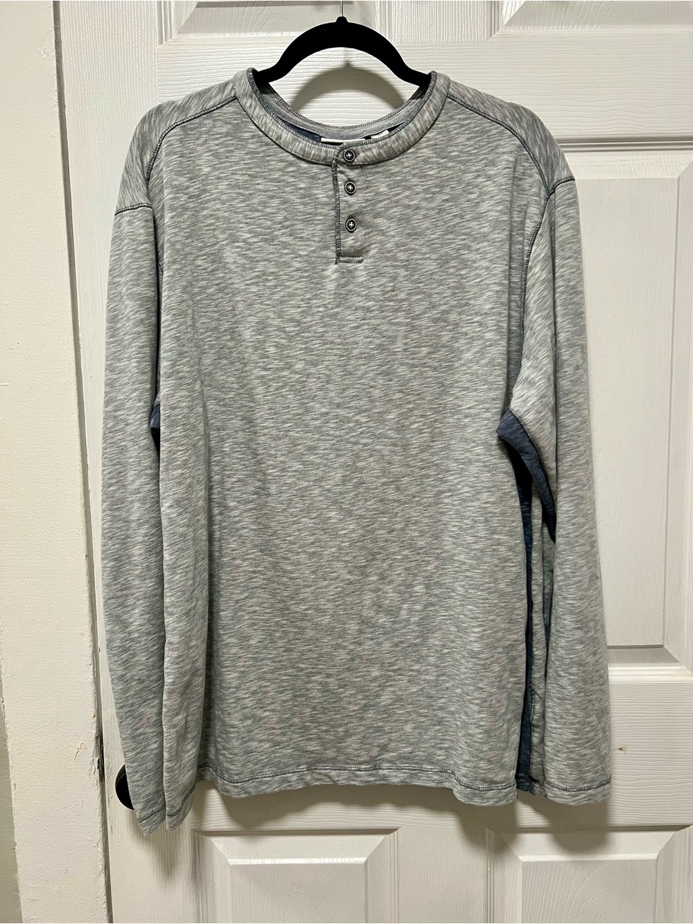 ROWM Men’s Long Sleeve Shirt Size XLT Grat Heather Blue Contrast Panel